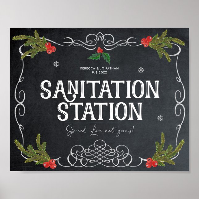 Affiche Gare sanitaire Signal de mariage d'hiver de noël (Devant)