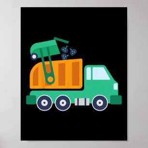 Affiche Garge Camion Recyclage des déchets Collecteur Eart