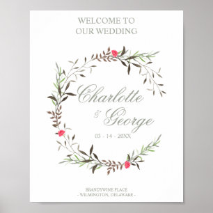 Affiche Garland floral en vert et coloré pour Mariage