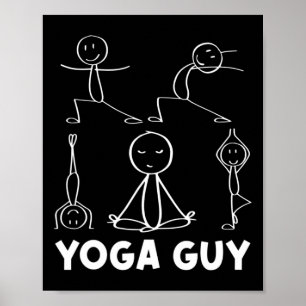 Affiche Gars de yoga type exercice figure bâton