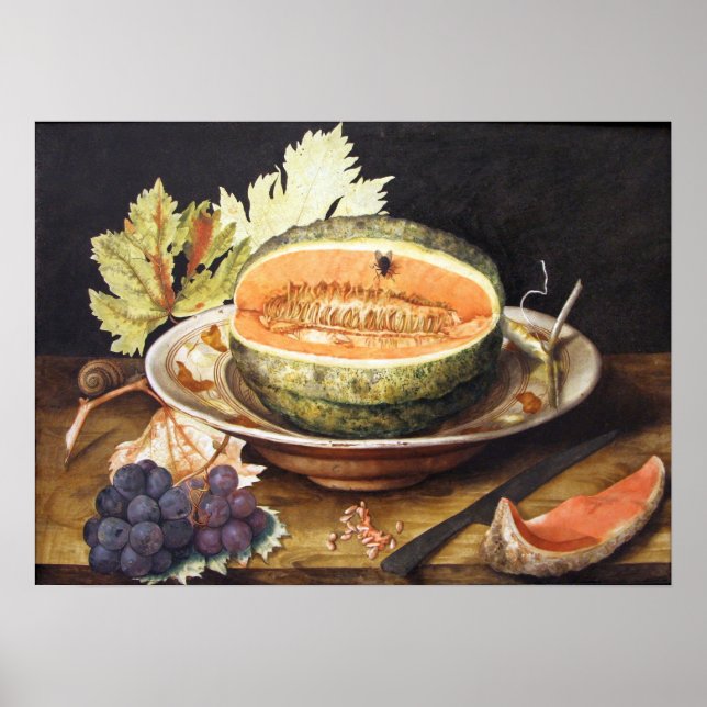 Affiche Garzoni - Nature morte avec des raisins et un esca (Devant)