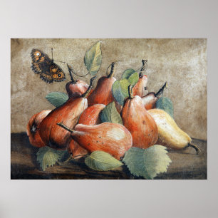 Affiche Garzoni - Nature morte avec poires et un papillon