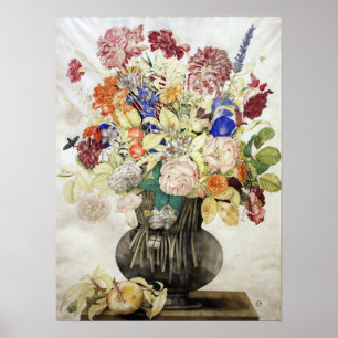 Affiche Garzoni - Œillets, Fleurs Sur Pierre Avec Pêcher P