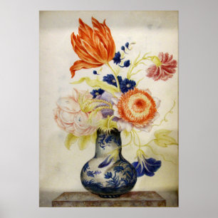 Affiche Garzoni - Vase en porcelaine chinoise avec bouquet