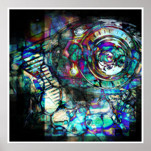 Affiche Gasoline Motorcycle Engine