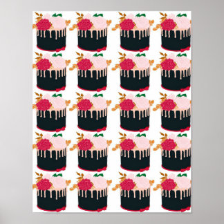 Affiche Gâteau au chocolat rose - Drôle cadeau de l'amant