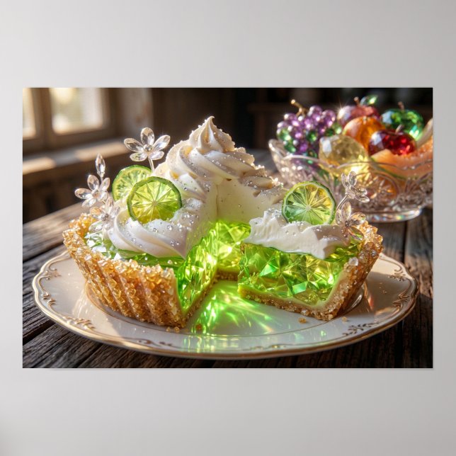 Affiche Gâteau au citron vert clé cristallin brillant Art  (Devant)