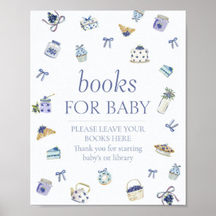 Affiche Gâteau aux myrtilles Baby Shower Livres pour bébé