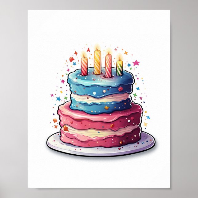 Affiche Gâteau, création de gâteau coloré (Devant)