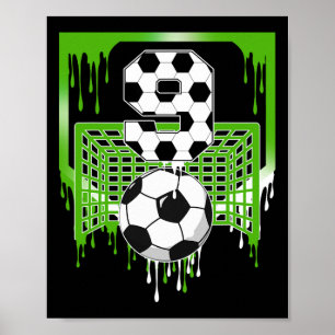 Affiche Gâteau d'anniversaire 9 ans de football glace 9 an