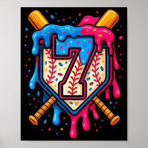Affiche Gâteau d'anniversaire Hugvyn 7 Baseball Glace Drip