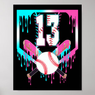 Affiche Gâteau de 13e anniversaire Bysebyll Home Plate Dri