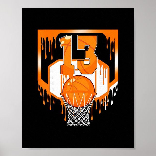 Affiche Gâteau de 13e anniversaire Sketll Drip Glace 13 An (Devant)
