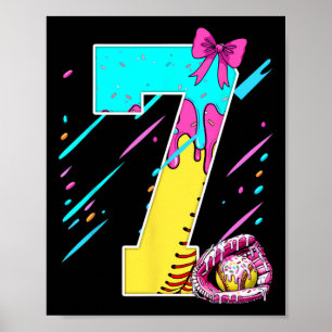 Affiche Gâteau de 7e anniversaire glace molle goutte 7 ans