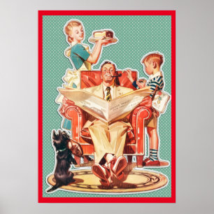 Affiche Gâteau de femme au foyer de la famille nucléaire d
