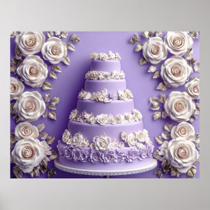 Affiche Gâteau de Mariage Élégant à Étages