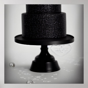Affiche Gâteau de mariage vintage noir & Support