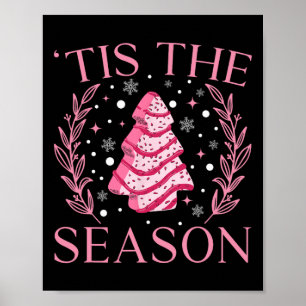 Affiche Gâteau De Noël Rose Vintage Noël C'Est La Mer