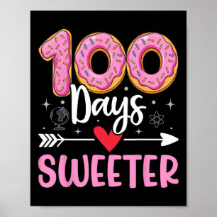 Affiche Gâteau Donut 100 Jours Plus Sucré 100e Jour D'écol