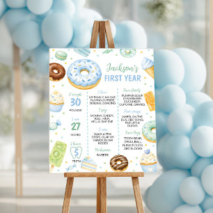 Affiche Gâteau Donut Premier Anniversaire Étape Importante