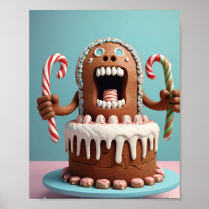 Affiche Gâteau en pain d'épices drôle – Jolie friandise de