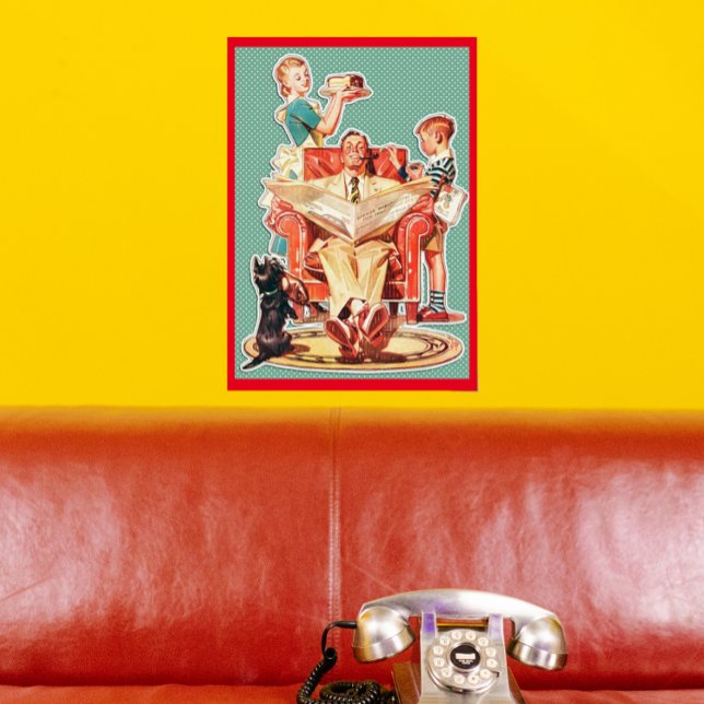 Affiche gâteau vintage de la famille nucléaire des années  (Créateur téléchargé)