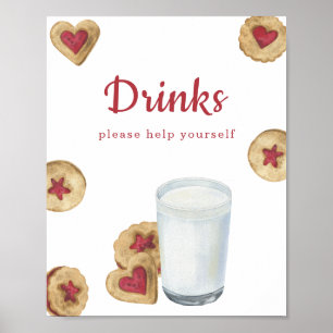Affiche Gâteaux aquarelle Baby shower Boissons