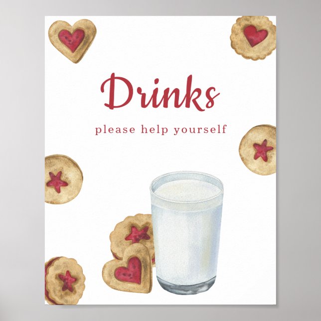 Affiche Gâteaux aquarelle Baby shower Boissons (Devant)