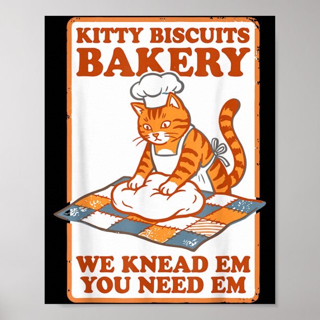 Affiche Gâteaux pour chat mignonne boulangerie chat drôle  (Devant)
