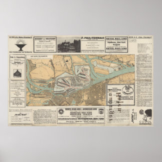 Affiche Gateway to the World: Der Hafen von Hamburg Map