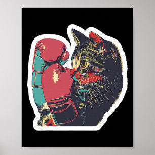 Affiche Gatito De Boxeo Cool Boxer Cat Boxer Gants Et C