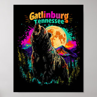 Affiche Gatlinburg coloré ours de montagne randonnée Tenne