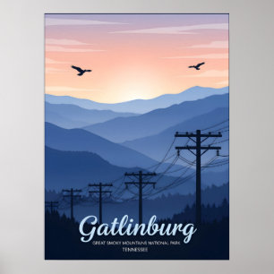 Affiche Gatlinburg Tennessee fumée montagnes lever du sole