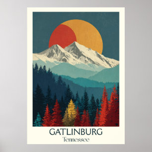 Affiche Gatlinburg Tennessee Montagnes d'hiver
