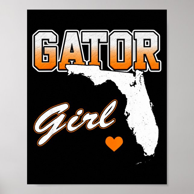 Affiche Gator Girl Florida Heart Map Souvenir Gift For Wom (Devant)