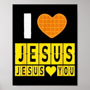Affiche Gaufre en forme de coeur J'aime Jésus Jésus t'aime