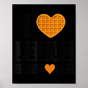 Affiche Gaufre en forme de coeur J'aime Jésus Jésus t'aime