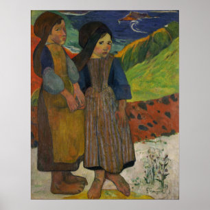 Affiche Gauguin - Deux Filles Bretonnes Au Bord De La Mer
