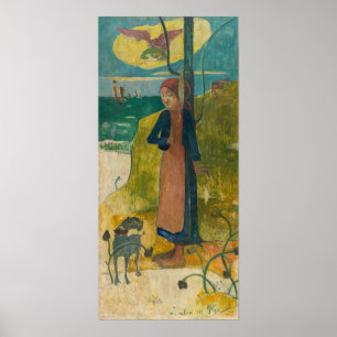 Affiche Gauguin - Fille bretonne filant 1889