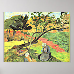 Affiche Gauguin - Paysage avec femmes bretonnes