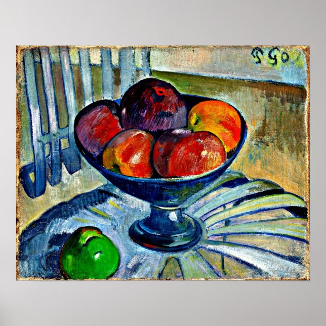 Affiche Gauguin - Plat de fruits sur une chaise de jardin (Devant)