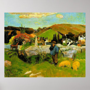 Affiche Gauguin - Swineherd, Bretagne,