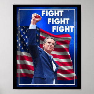 Affiche Gavin Newsom Combat Combat Combat, Drôle Sarcastiq
