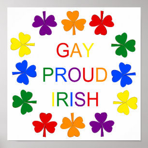 Affiche Gay Fier Irlandais LGBT Rainbow Shamrocks