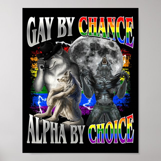 Affiche Gay par hasard alpha par choix alpha loup sigma ga (Devant)