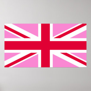 Affiche GAY PRIDE britannique (Union Jack rose) (Drapeau b