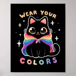Affiche Gay Pride Chat - Kawaii Rainbow Kitty - Portez vot