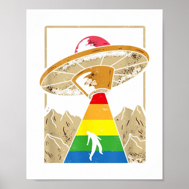 Affiche Gay pride d'enlèvement Alien Gaylien Lgbt (Devant)