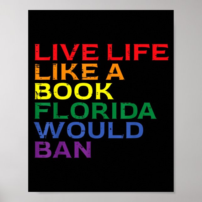 Affiche Gay Pride en direct comme un livre Floride interdi (Devant)