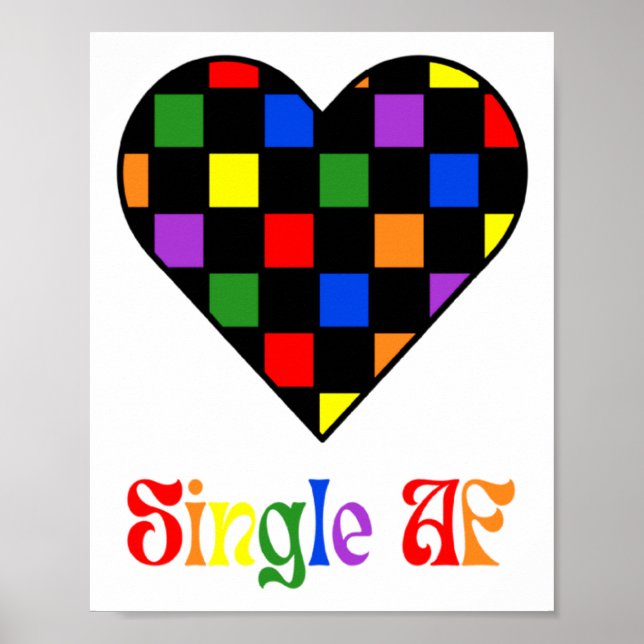 Affiche Gay Pride Rainbow Single Af Valentines Day Sarcas  (Devant)